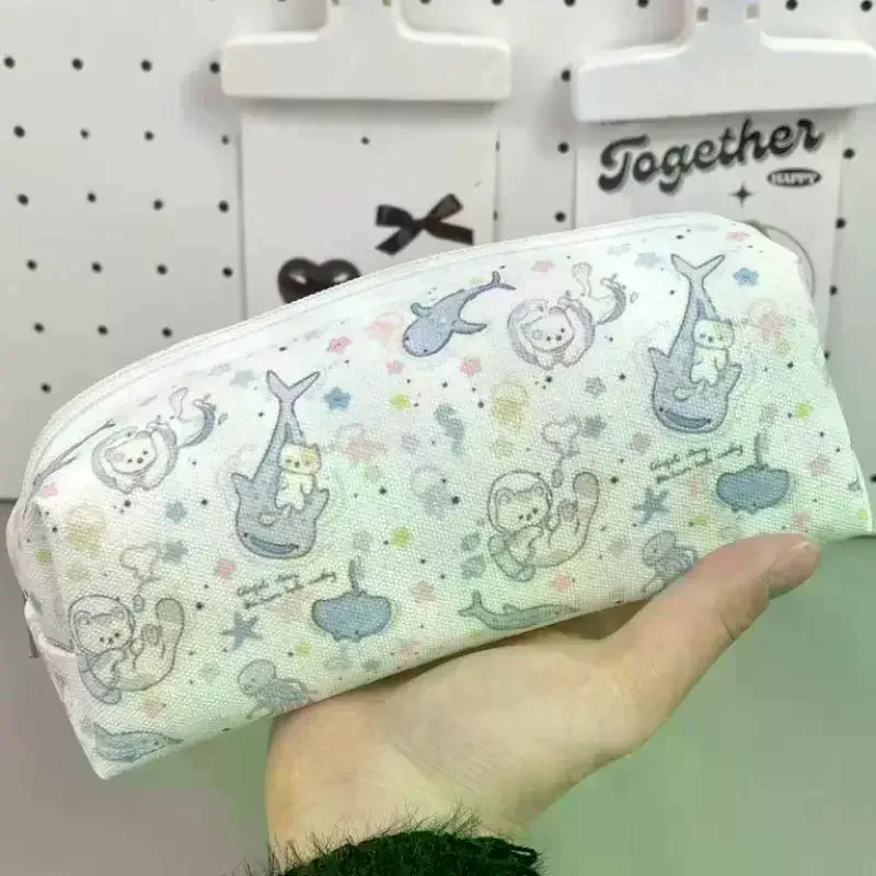 1PC Student Simplicity Korean Pencil Pouch Large Capacity Stationery Storage Bag Small Makeup Bag Travel Organizer Cosmetic Bag