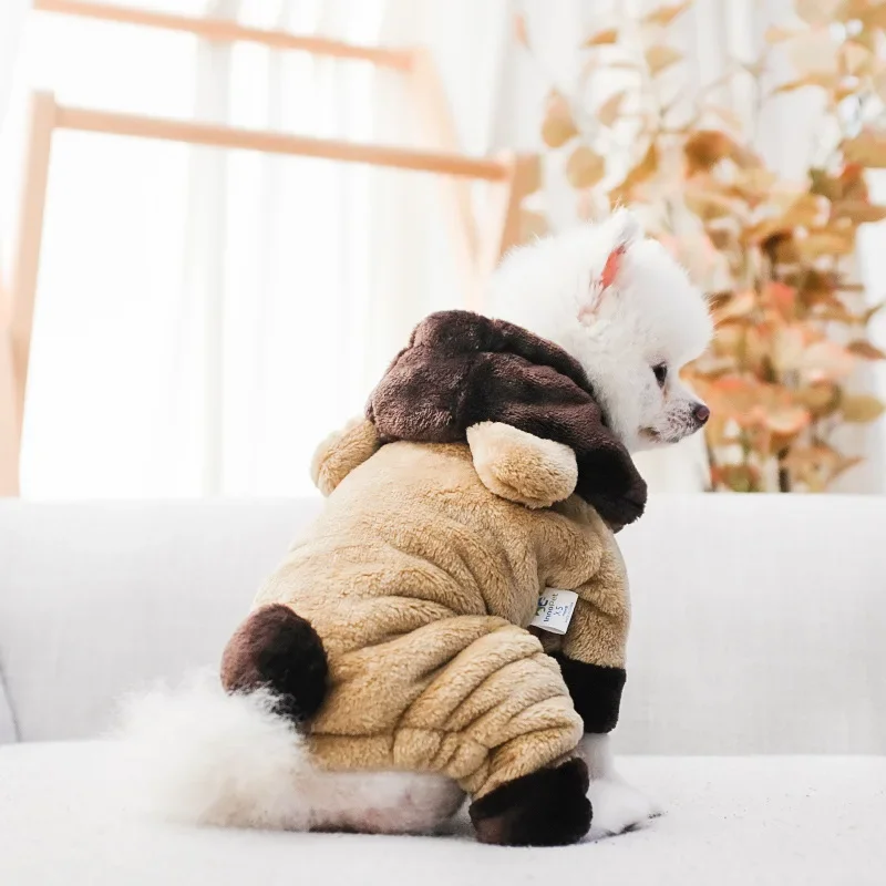 Dog Clothing Autumn and Winter Pomeranian Pet Small Dog Four-legged Clothing Thickening for Warmth Soft and Comfortable