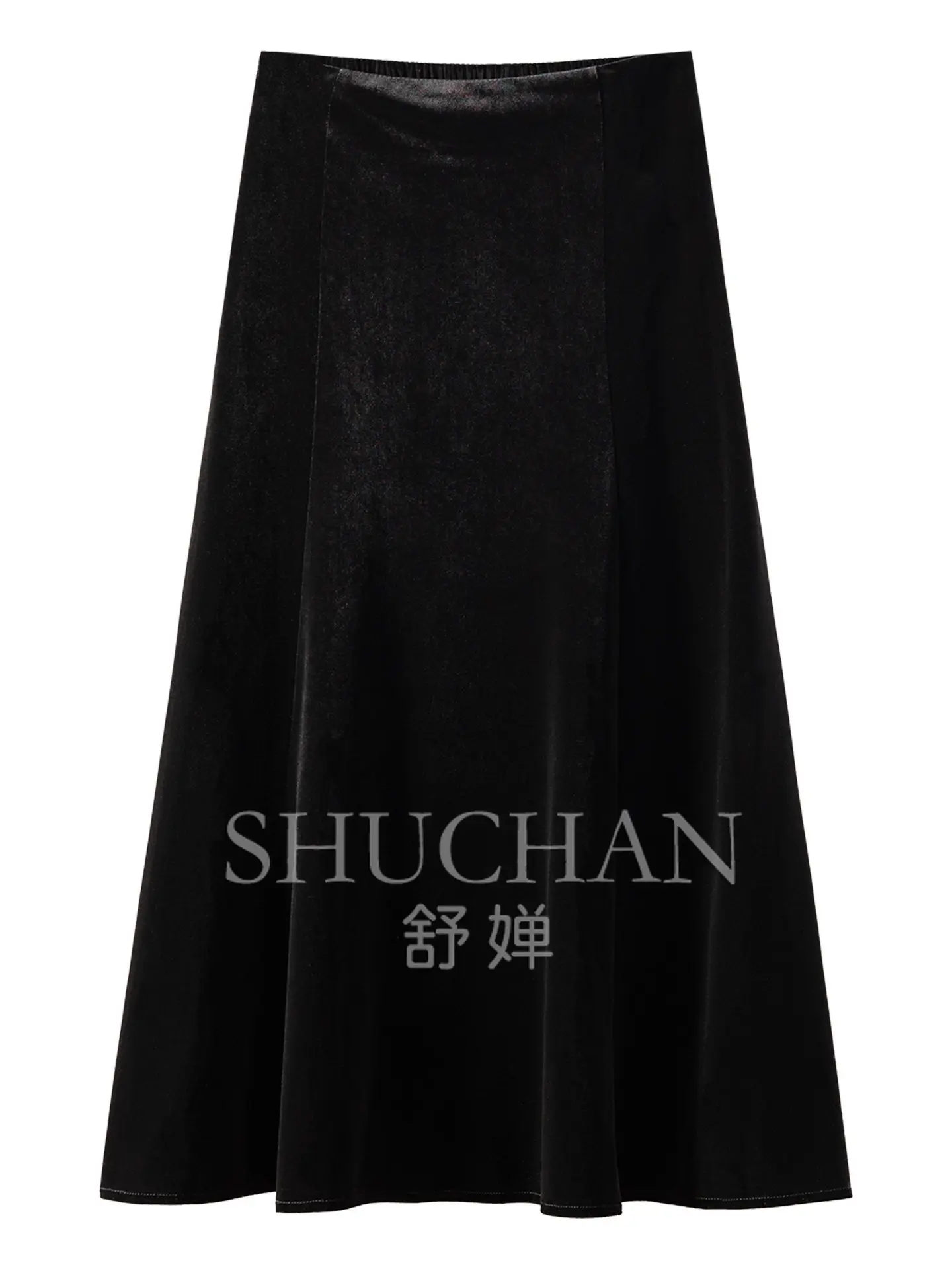 Elegant and Timeless Skirt Outer High-texture Velvet Small A Pendulum Rear Elastic Skirt 78J6