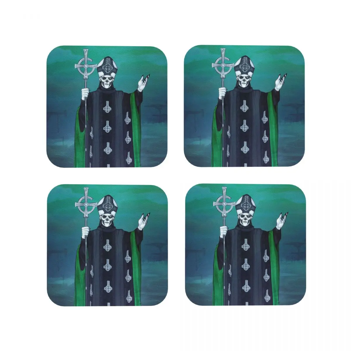 Rock Band Ghost BC Coasters Placemats ครัวฉนวนกันความร้อนถ้วยกาแฟสําหรับตกแต่งบ้าน Tableware Pads ชุด 4