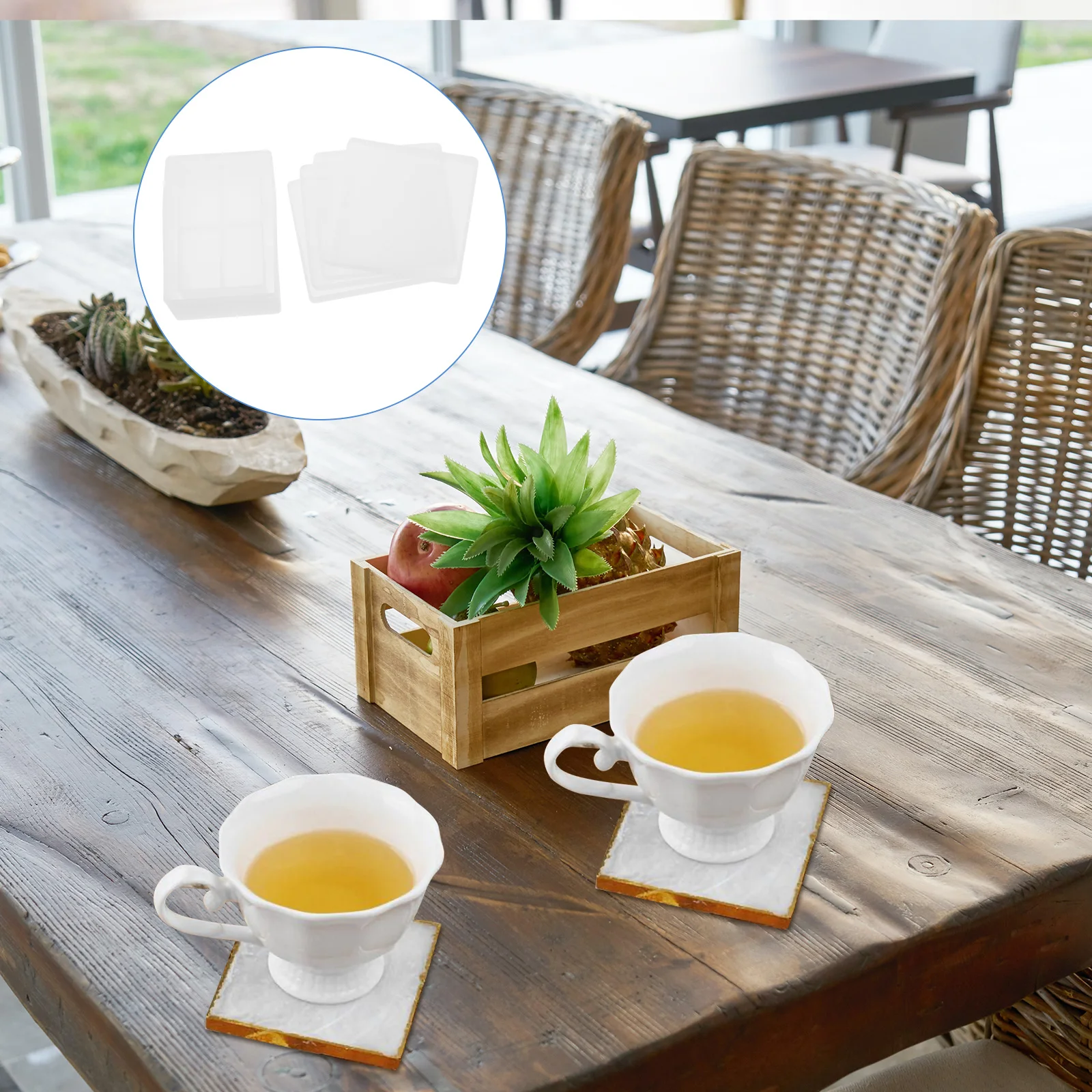 

Coaster Mold DIY Cup Pad Silicone Square Storage Box Craft Supplies Reusable Flexible Easy Clean Kitchen Bar Tools