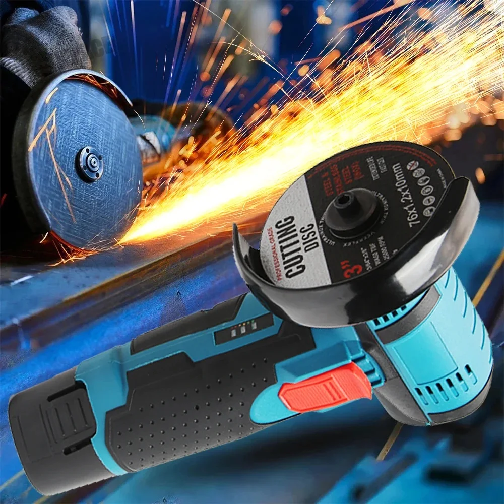 

Cordless Electric Angle Grinder 19500rpm Handheld Polishing Grinding Machine Diamond Cutting Power Tool 12V Battery Rechargeable