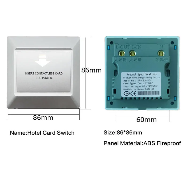 10pcs Energy-Saving Card Power Switch For Hotel Rooms Industrial Application  ID Card/T57 Card 80-240V 8000W 40A 15s Time Delay