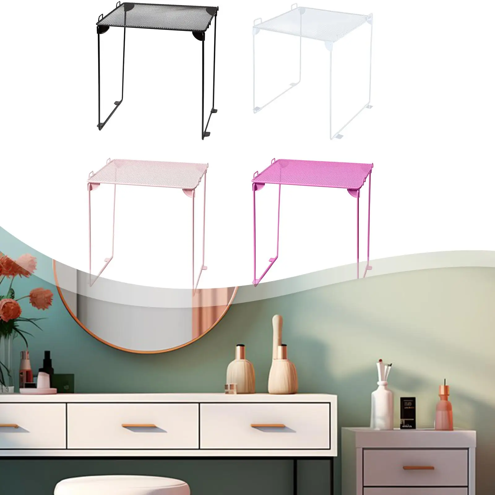 Foldable Metal Locker Shelf Stackable Organizer Shelf for Office Desk Garage and Closet Organization