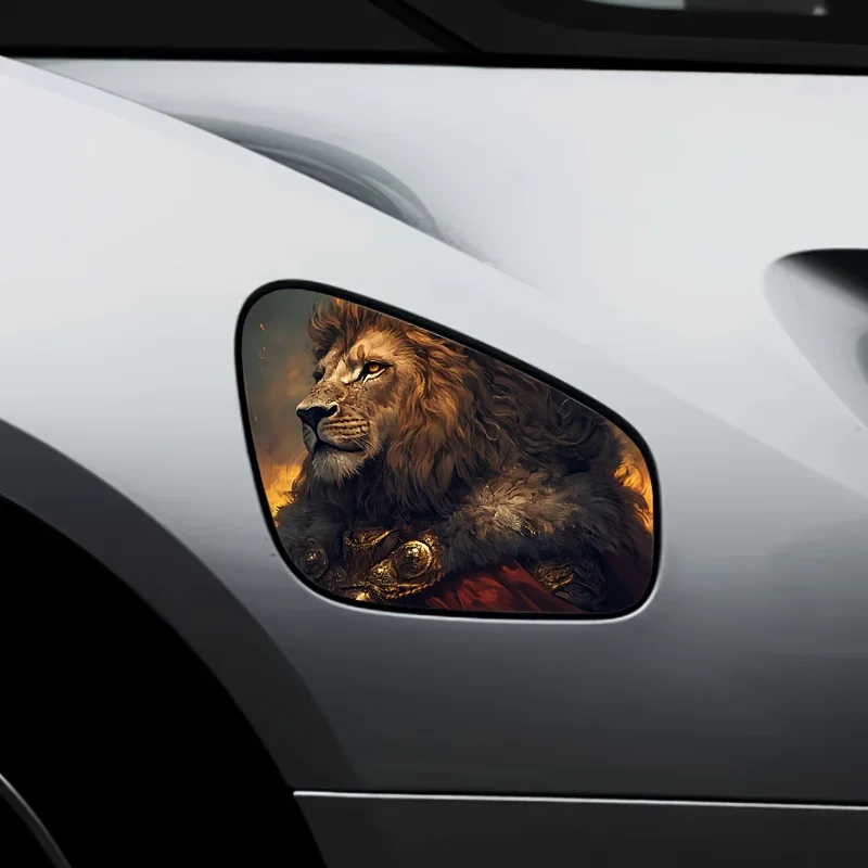 

водонепроницаемый и устойчивый к царапинам. Наклейка на крышку топливного бака автомобиля с красивым узором в виде властного льва, из высококачественного ПВХ-материала.