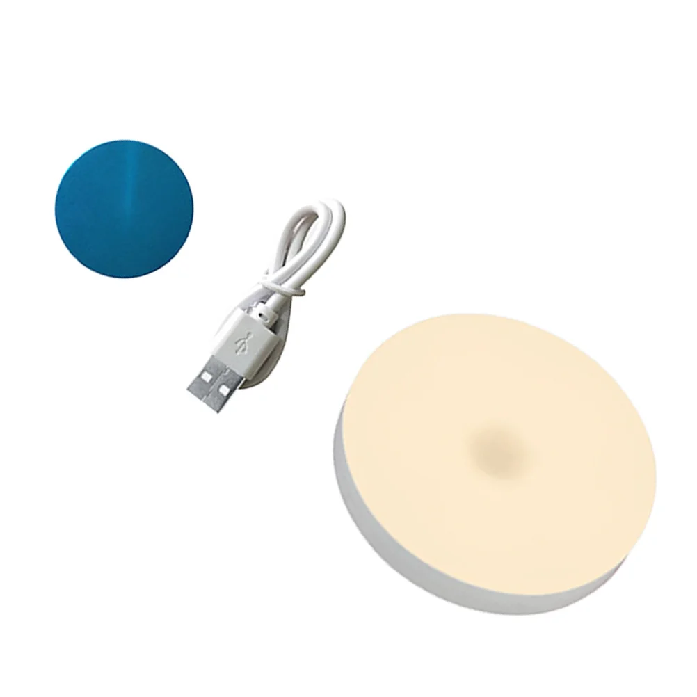 مصباح ليلي حثي قابل للمس USB شحن بات ضوء شكل دائري توقيت عكس الضوء دافئ أبيض أصفر LED مصباح غرفة النوم الداخلي #2