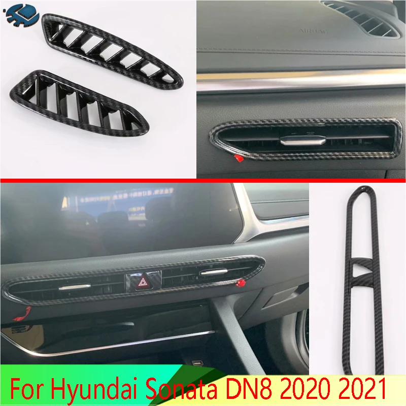 

For Hyundai Sonata DN8 2020 2021 Carbon Fiber Style Air Vent Outlet Cover Dashboard Trim Bezel Frame Molding Garnish Accent