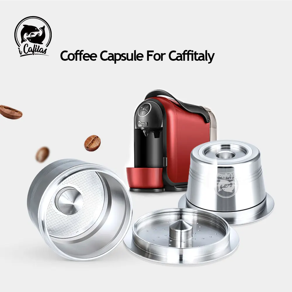 icafilas Reusable Coffee Capsule for Caffitaly Stainless Steel Coffee Filter Refillable Pod Compatible Cafissimo & K-Fee Mahcine