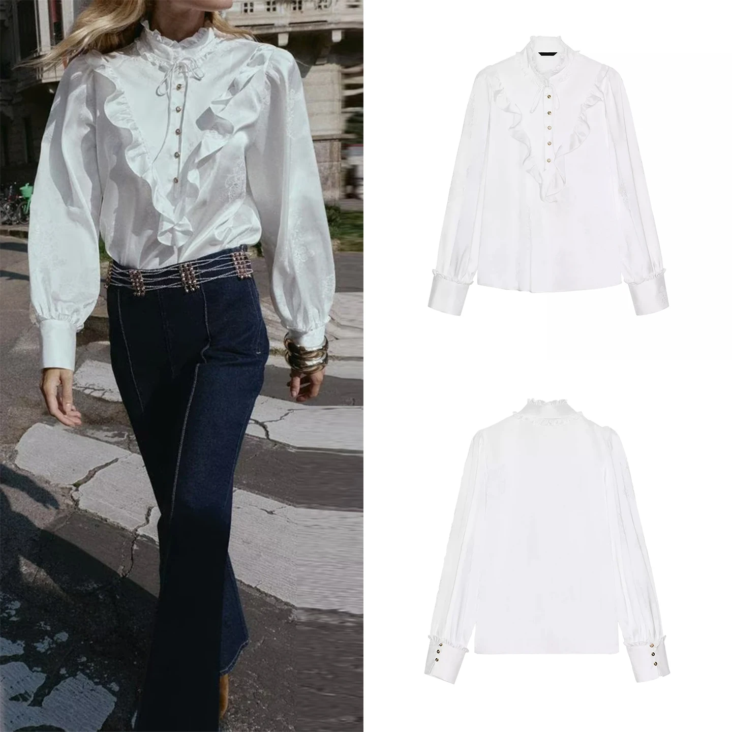 

Autumn 2025 Women's Faion Personali Silk Satin Texture irt Embroidered Loose Fit Long Sve Breathable Comfortable