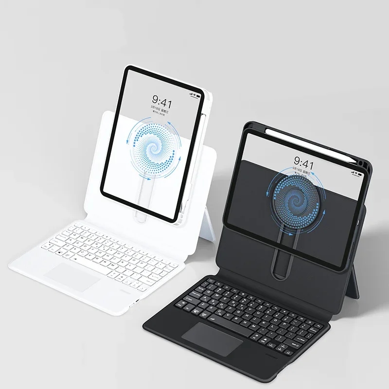 Magnetic Detachable Case for iPad 10th Generation Case with Pencil Slot 360° Adjustable Stand Trackpad Keyboard with Backlit