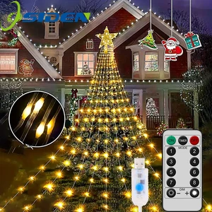 Waterproof Pentagram Cord Light 3m/2m Led Christmas Tree Waterfall Rope Lights at home. 10 main sales Christmas tree 2 meters - №8