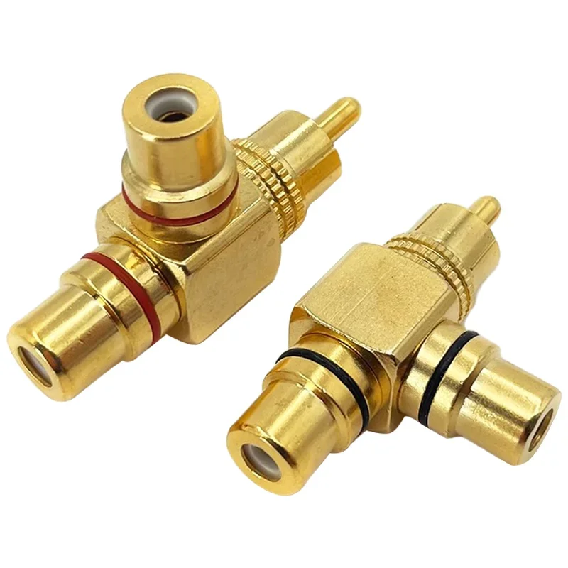 2/4/8PCS Gold Plated RCA Male To 2 Female RCA Splitter Adapter AV Video Audio T Plug RCA 3 Way Plug R Connector