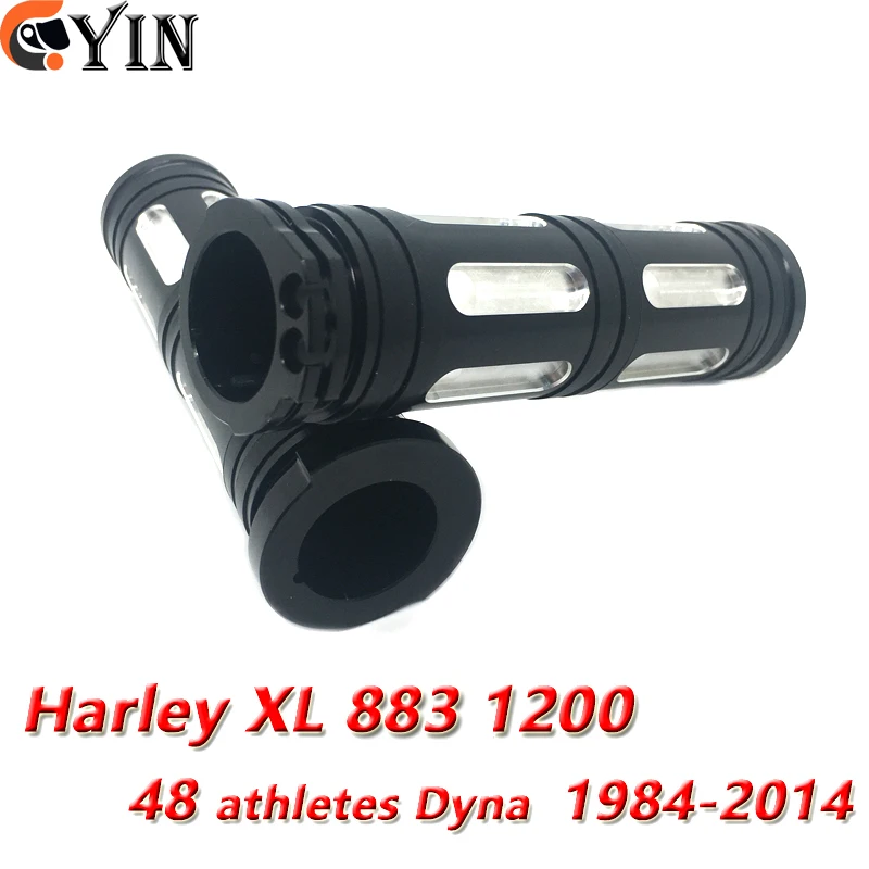 

Motorcycle accessories black CNC custom 1" handgrip Grips For Harley XL 883 1200 48 athletes Dyna 1984-2014