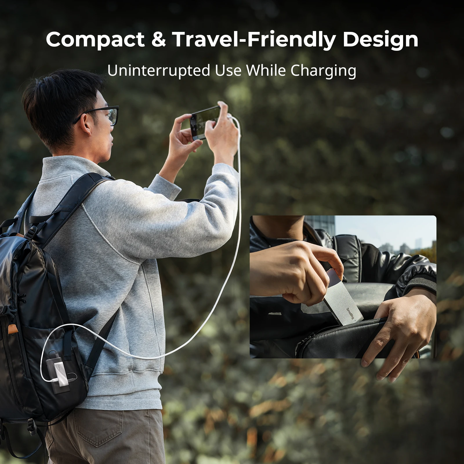 SmallRig 5-in-1 Memory Card Reader สําหรับการถ่ายภาพท่องเที่ยว พอร์ต USB-C และ USB-A 5Gbps รองรับการชาร์จ PD 65W สําหรับ Samsung 4746