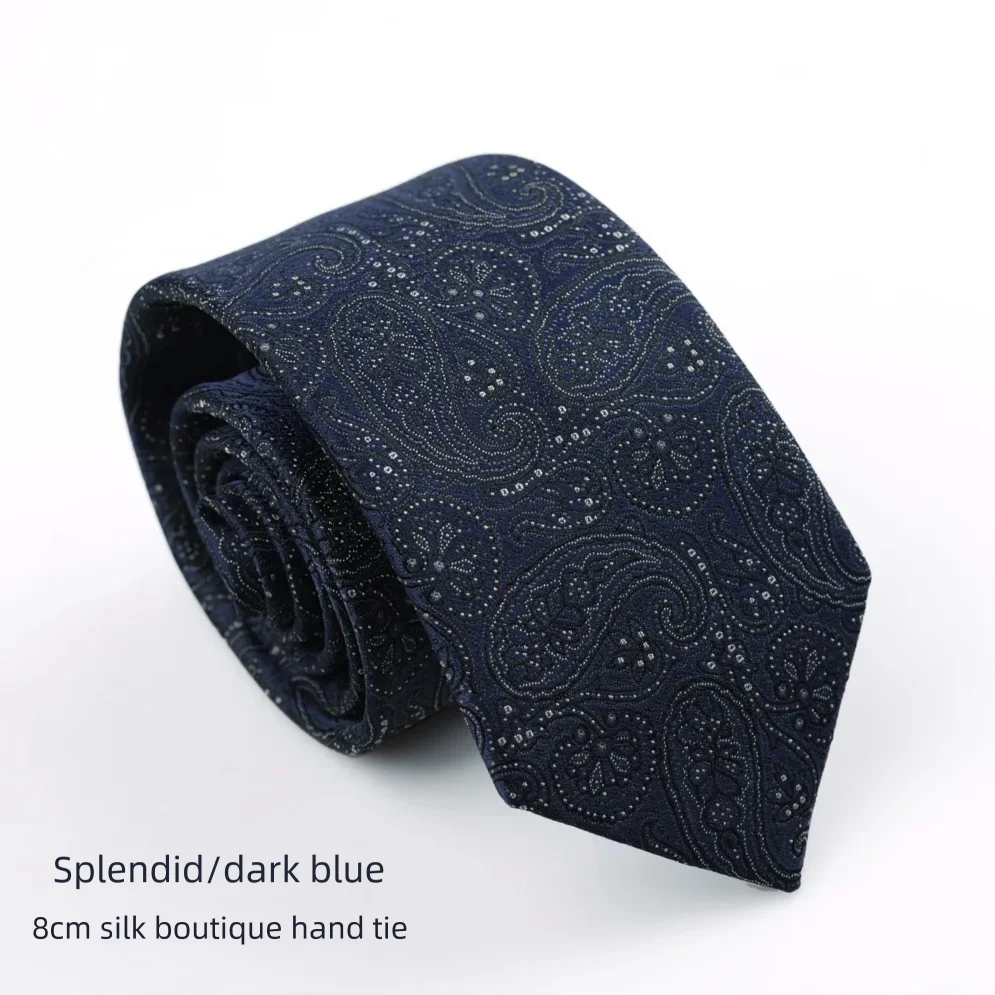 High-End Silk Tie Men's Formal Fashion Casual Hand-Tied Professional Groom Wedding British Retro Grey Men's Fashion Accessory