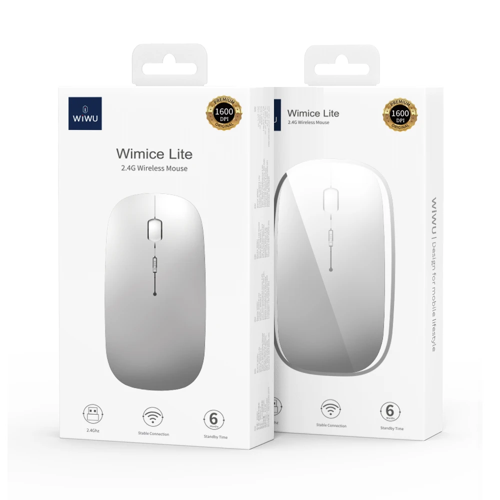 WiWU Newest 2.4G Wireless Mouse for iOS/Windows/Android Device 1600DPI Mouse USB-C Charge Port Lightweight Portable Mouse