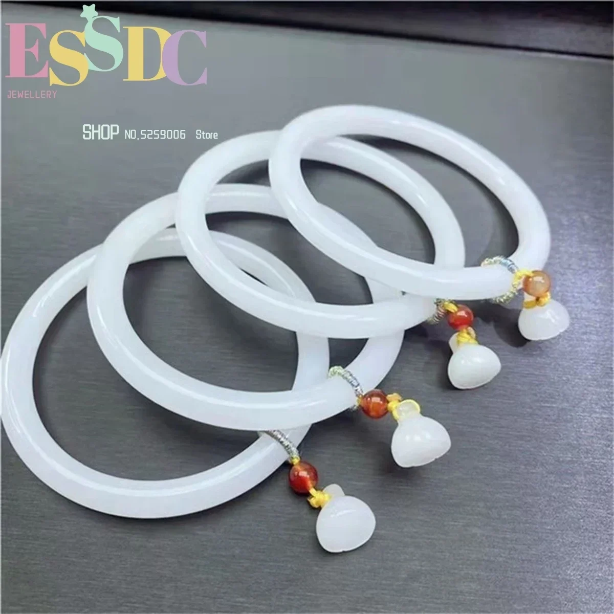 Naturally Xinjiang Gobi Jade Gold Silk Jade Sheep Fat White Quartz Jade Bracelet with Lianpeng Pendant Women Fashion Versatile