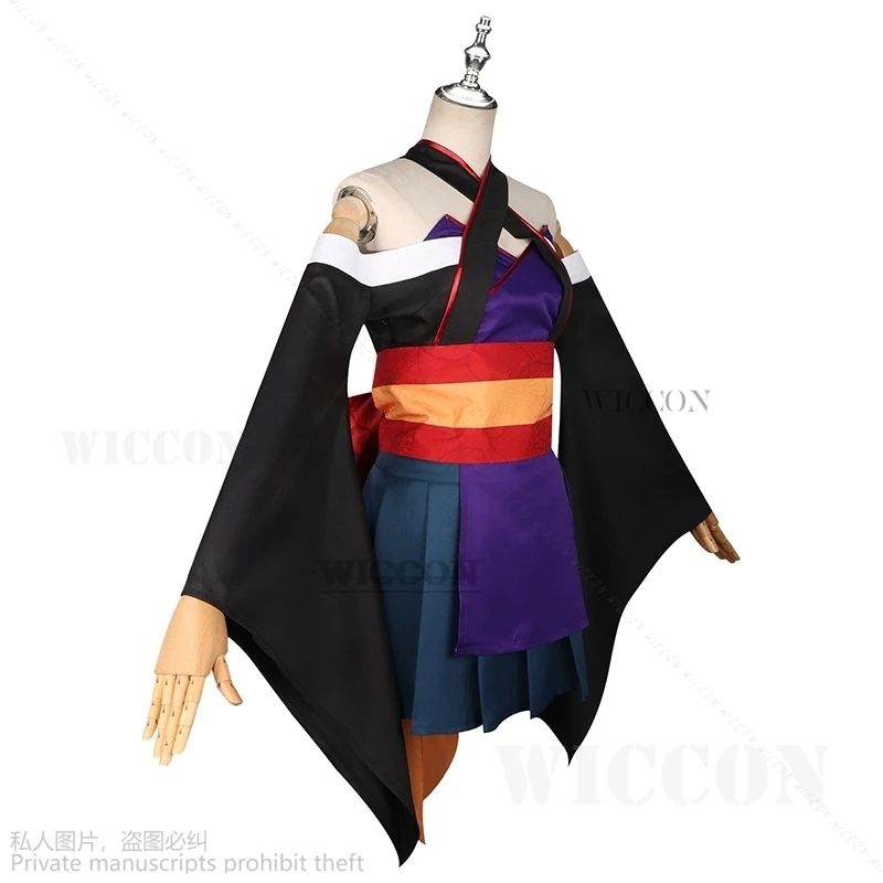 The Game Senren Banka cos Murasame Cosplay lovely sling Japanese kimono Loose Sleeve Female Outfit with green wigs cosplay