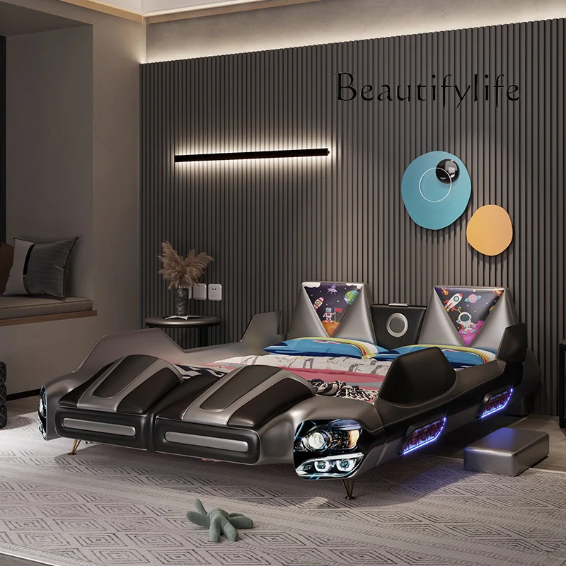 Multifunctional bed 1.2 meters 1.5 meters, with storage Bluetooth solid wood bed cartoon bed
