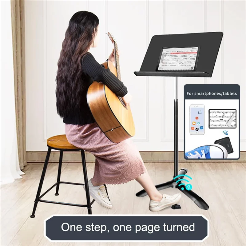 Turner de página inalámbrico A74K-Bluetooth, Pedal de interruptor de pie personalizado recargable para teléfono, partituras de música electrónica, libros electrónicos, blanco Dur