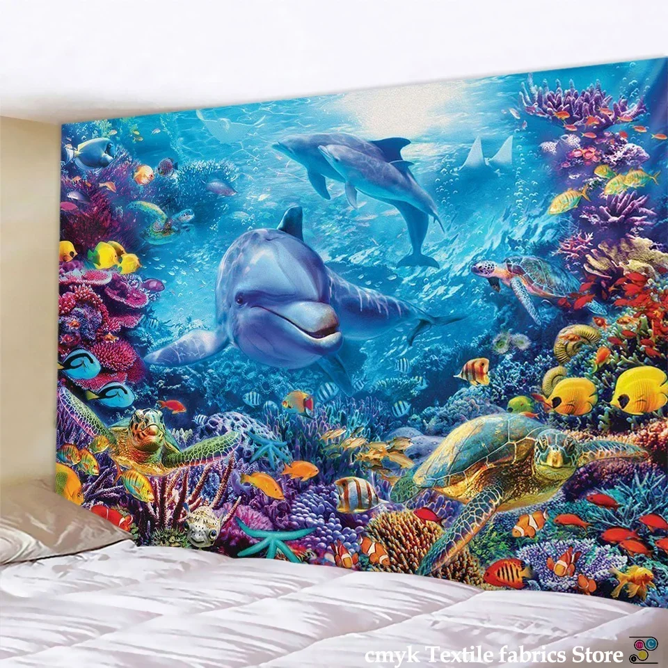 3D dream scene underwater world home decoration tapestry Mandala yoga mat Hippie Bohemian Upholstered Sofa blanket bed sheet