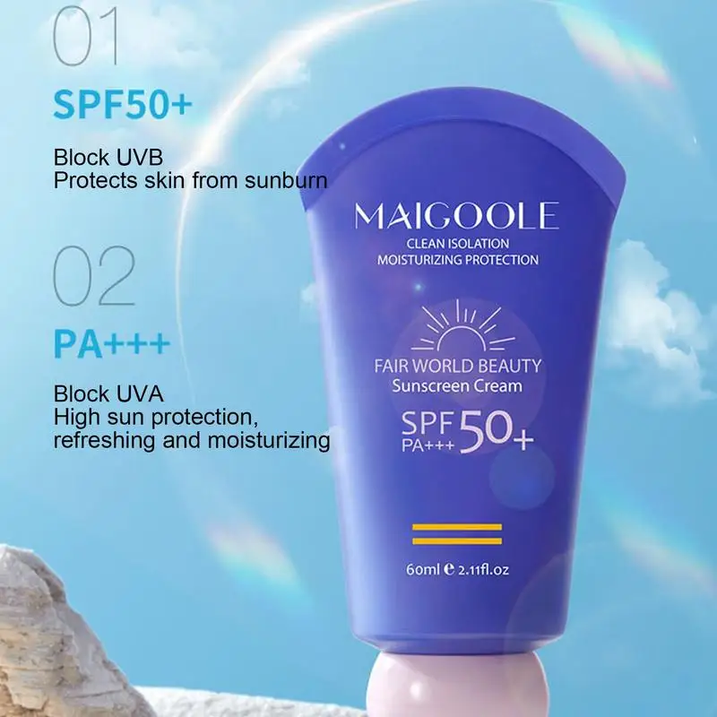 ครีมกันแดดใบหน้าครีมกันแดดใบหน้า SPF 50สำหรับการดูแลผิวหน้าอุปกรณ์สำคัญสำหรับฤดูร้อนกันเหงื่อหน้าจอบังแดดสำหรับแบกเป้การตั้งแคมป์