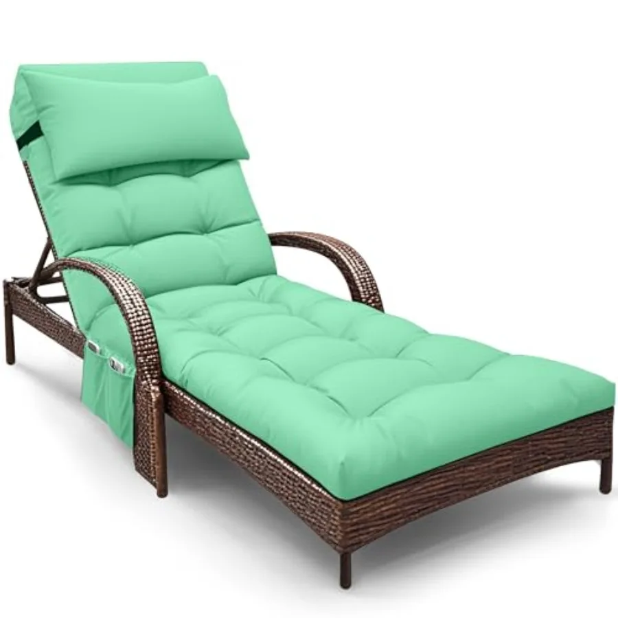 Outdoor Chaise Lounge Cushion Waterproof Lounge Chair Cushion for Outdoor Furniture 71 x 21 x 4 Inch Patio Cushion with Straps