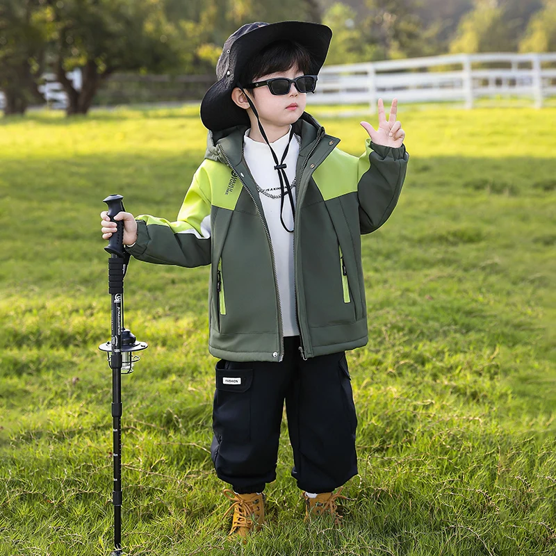 

Новая корейская тонкая хлопковая куртка для мальчиков на осень-зиму, утепленная, с капюшоном, на флисовой подкладке