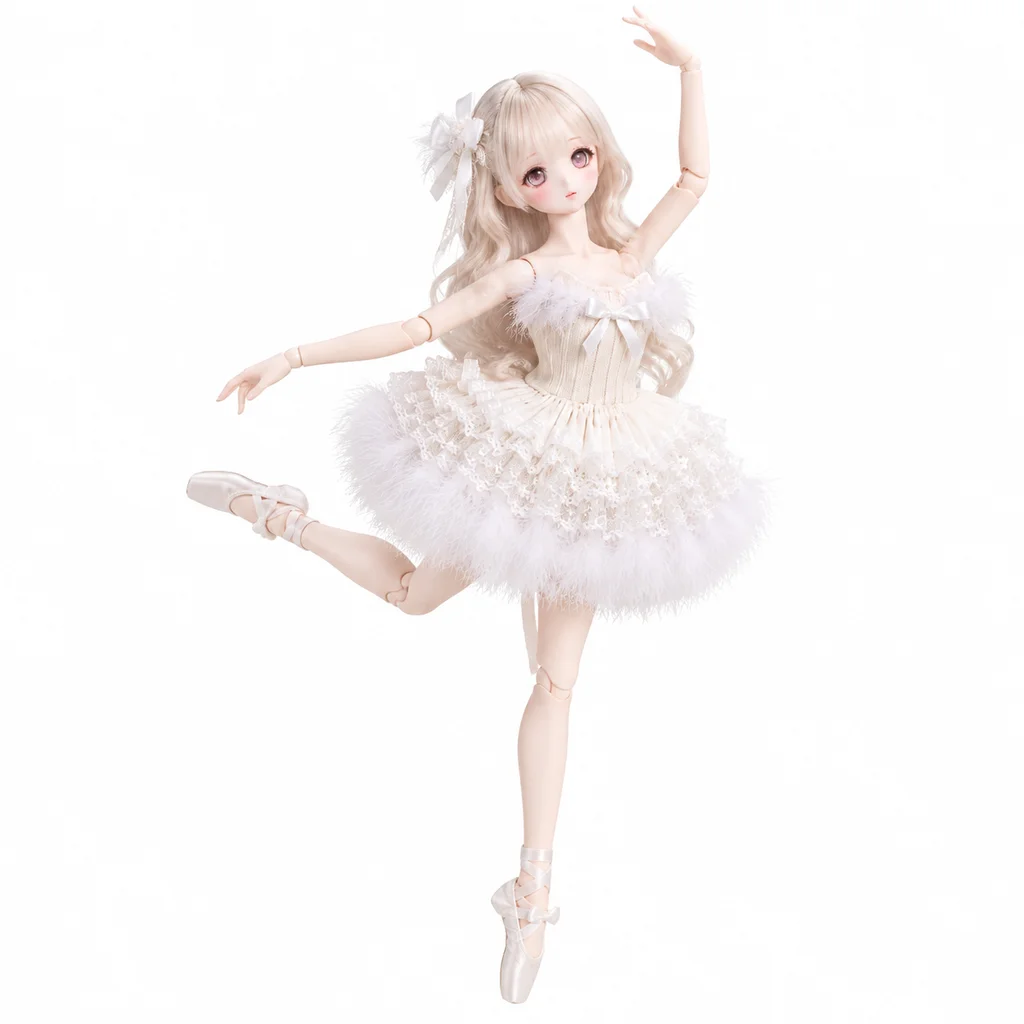 1/12 Scale Doll Clothes Cyborg Dress with Dreamy Feather Lace Ballet Skirt for Irene the Girl in Shell of Nest Body Can Plush