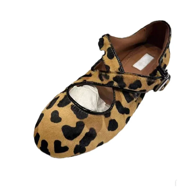 Leopard Flats Casual Sneaker Women Ballet Dance Shoes Trend Cozy Shallow Sandals Autumn New Suede Designer Zapatillas De Mujer