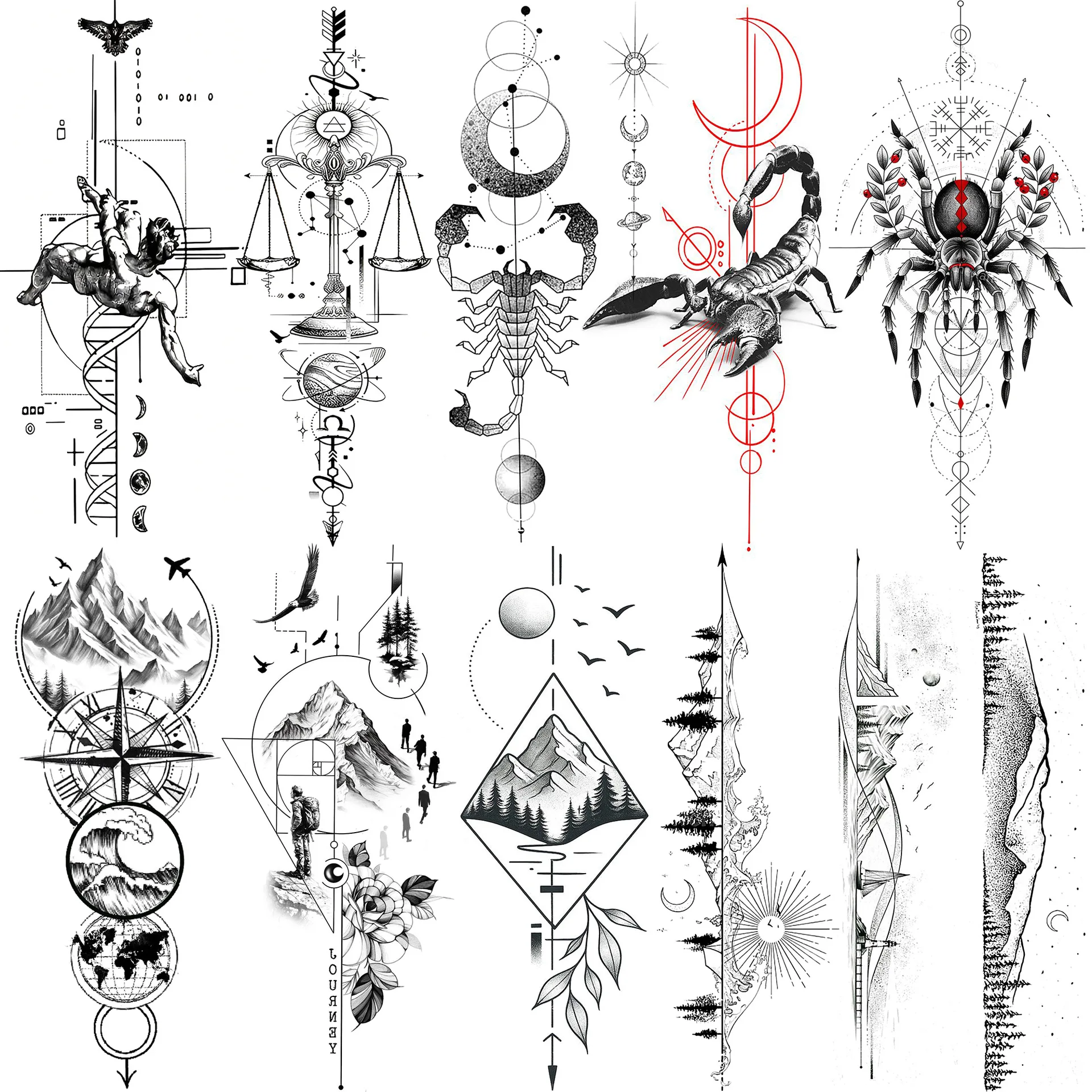 Water Transfer Tattoo Stickers Geometric Pattern High Quality Waterproof Long Lasting Non Toxic Skin Safe for Hand Back Upper
