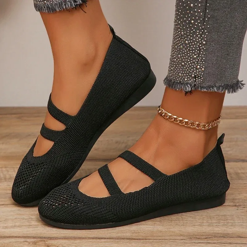 Primavera/otoño zapatos planos de punta redonda Casual para adultos 2024 zapatos de moda para mujer Slip-On zapatos planos concisos sólidos zapatos Baixos femeninos