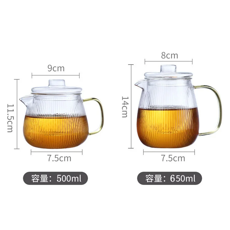 500ml 650ML Striped Penguin Shape Glass Teapot with Tea Infuser Chinese Tea Ceremony Kung Fu Tea Set Cup Tea Maker