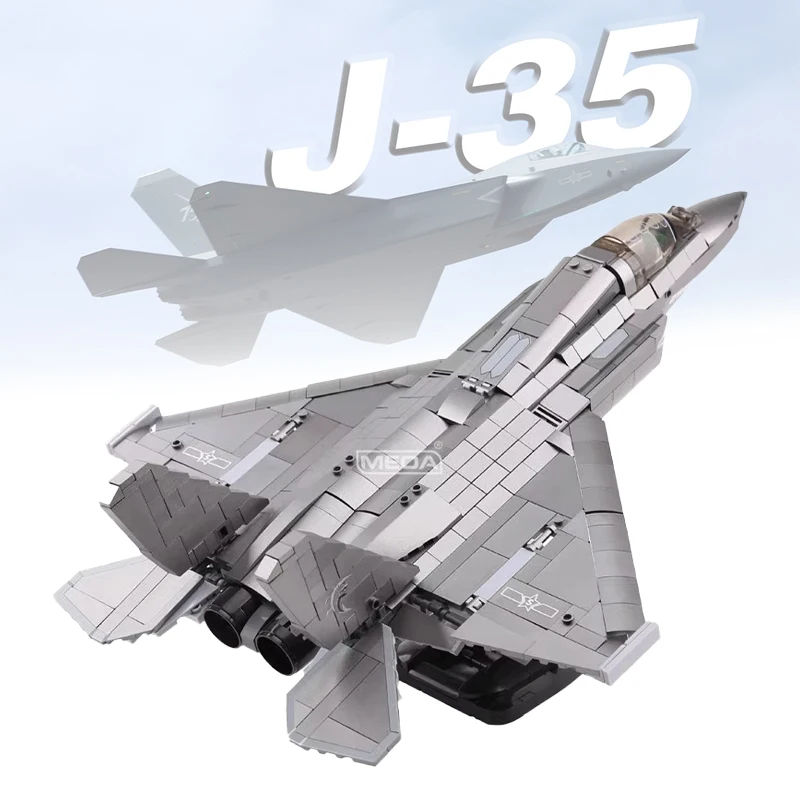 

812pcs J-35 Fighter Building Block Set Military Stealth Carrier Based Aircraft Brick Model Self-assembly Jet Plane Toy Boy Gift