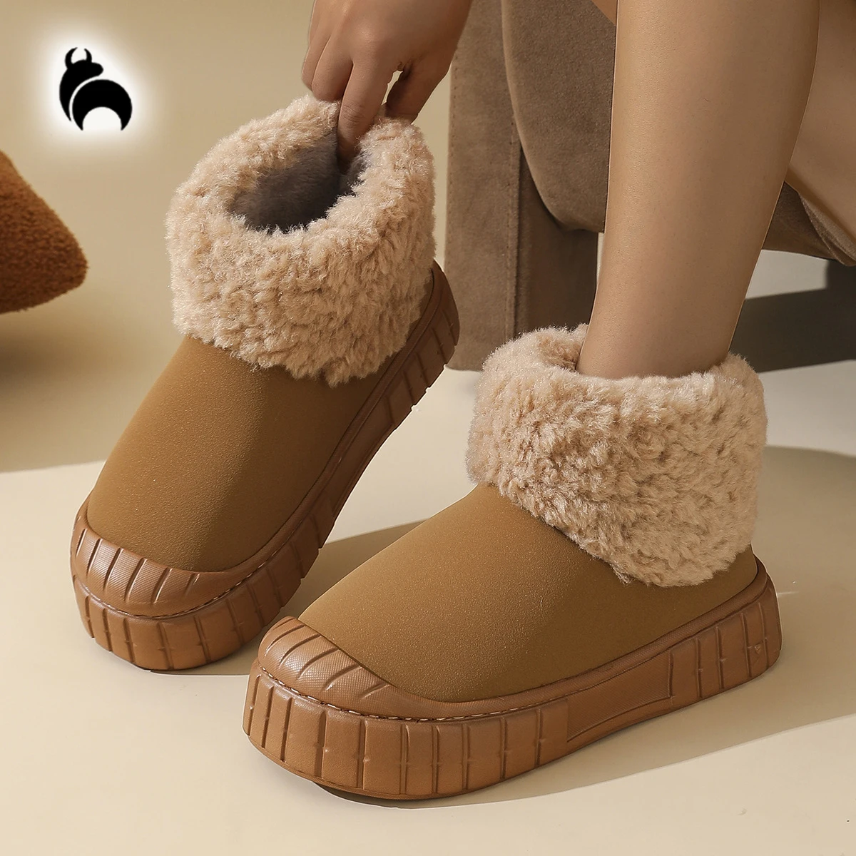 

Зимние зимние ботинки для женщин, теплые плюшевые ботильоны, нескользящая обувь на плоской подошве для девочек, лаконичная уличная плюшевая обувь