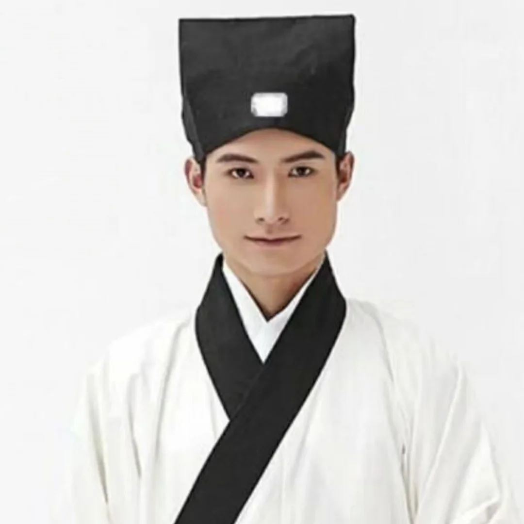 Men Traditional Chinese Hanfu Hat Ancient Scholar Black Headwear Ming Dynasty Official Hat Cosplay Costume Accessory