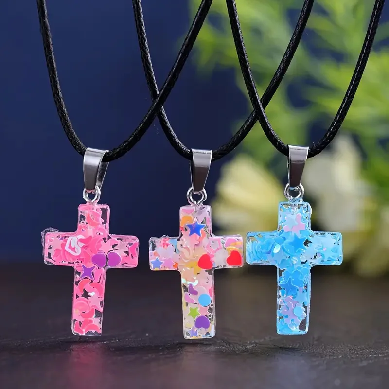 

50 шт./лот, оптовая продажа, бусины из смолы в форме креста, очаровательные модные стеклянные красочные цветочные подвески с цветами для изготовления ювелирных изделий на день рождения