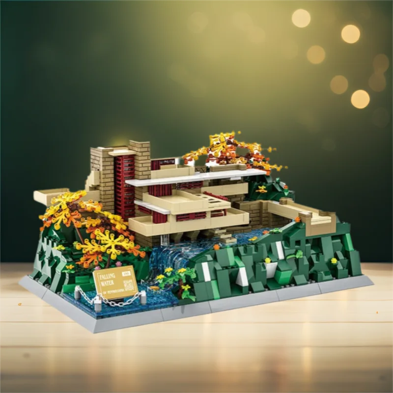 

Creative Architecture Building Block United States Pennsylvania Modern House Fallingwater Villa Construction Brick Model Toys