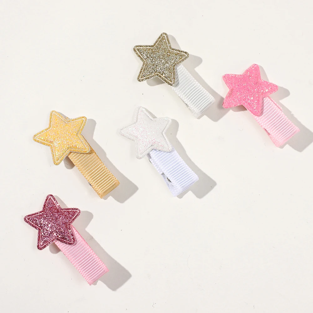 Neue silberne Stern-Haarspange für Kinder, Mädchen, rosa Glitzer-Haarnadeln, seitlicher Pony, Clip, Haarspangen, Kinder, niedliche Kopfbedeckung, Haar-Accessoires