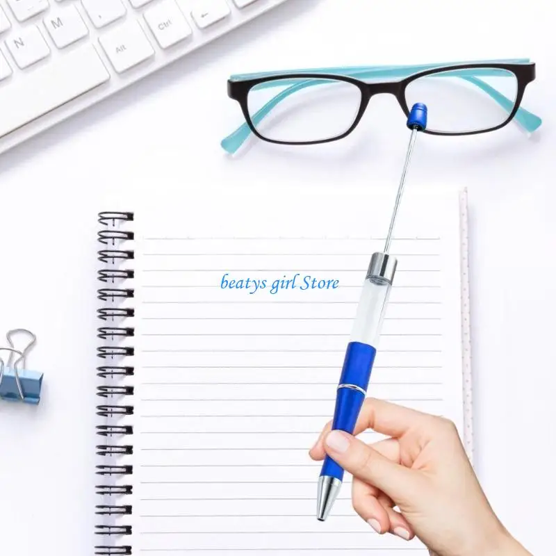 

C7AB 6 Pcs Beadable Ballpoint Pen Pen Smooth Writing Pen Blank Pen 1.0mm Bead Pen Stationery Pen for School Office