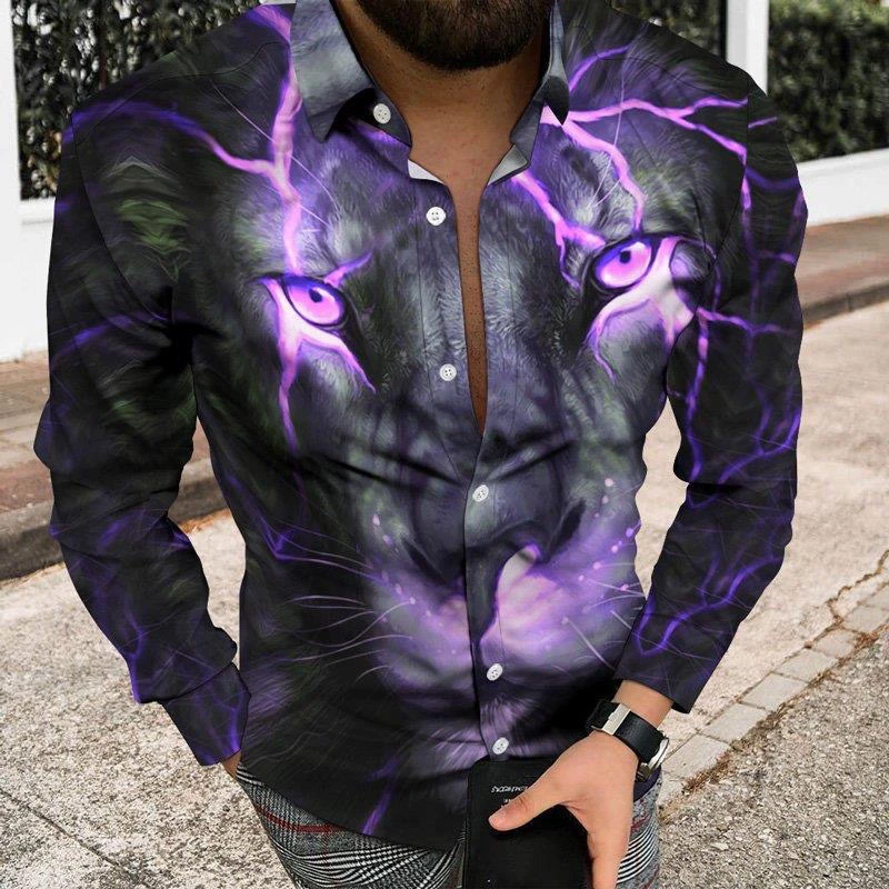 Men\'s shirt pattern shirt printed shirt outdoor street long sleeved clothing oversized fashion street clothing designer