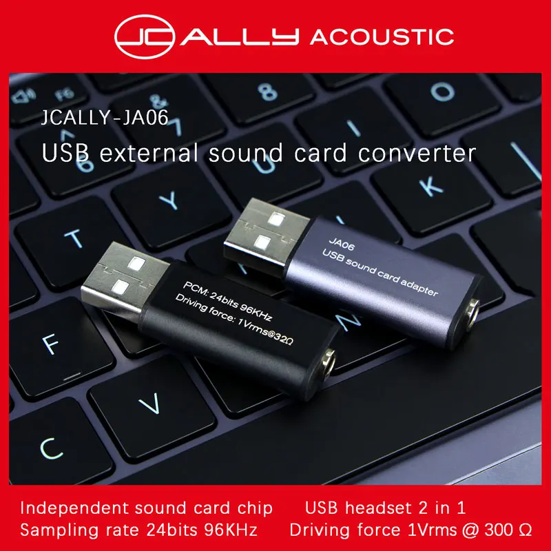 JCALLY JA06 USB بطاقة الصوت الخارجية محول إلى 3.5 مللي متر سماعات مع هيئة التصنيع العسكري مناسبة ل ويندوز دفتر PS4 سماعة الصوت