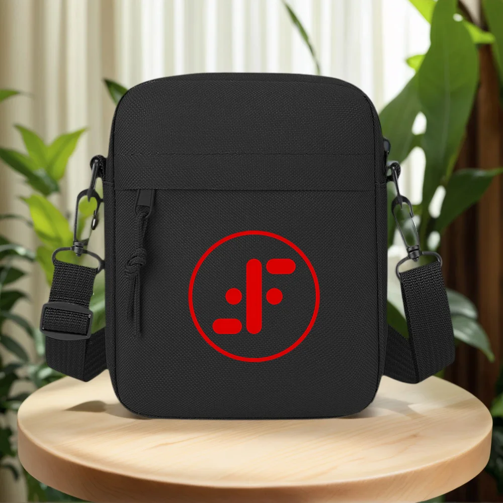 Red circle with unique graphic design Men Crossbody Bag Single Shoulder Women Cartoon Anime Film Printing Design Unisex