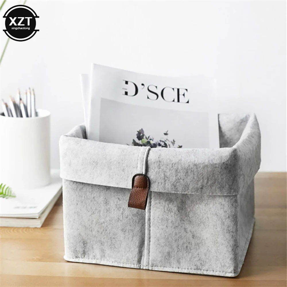 Nordic Felt Storage Basket Fashion Convenient Organizer Folding Hallway Entrance Key Small Storage Box Office Desk Home Supply