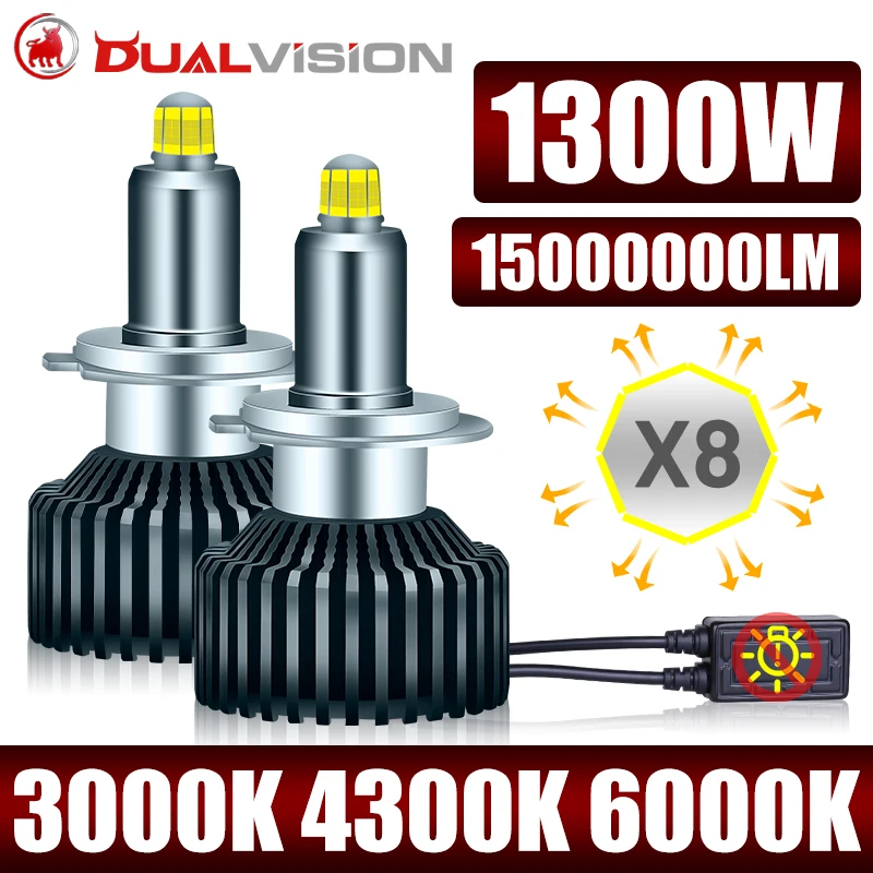 

360 CSP H7 Светодиодная фара Canbus 3000K 4300K 6000K D2S D4S D2R D4R H1 H11 H8 9005 9006 HB3 HB4 9012 HIR2 1300 Вт Автомобильная фара для линз