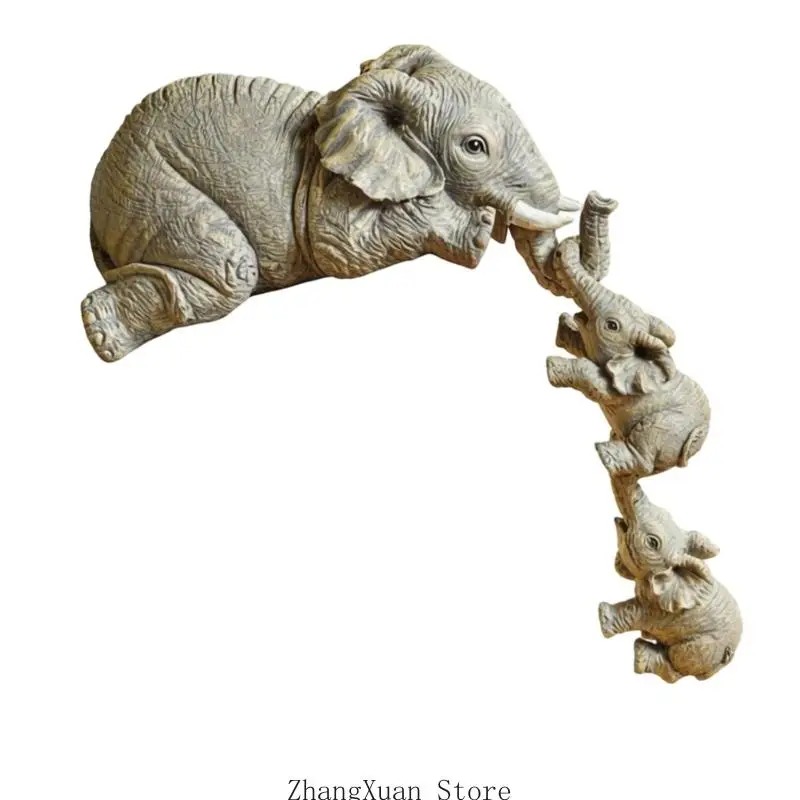 Cartoon-Elefant-Statue aus Kunstharz zur Verschönerung des Familienraums mit natürlichem Charme, Elefantenfigur für Wohnzimmer – Detail 10