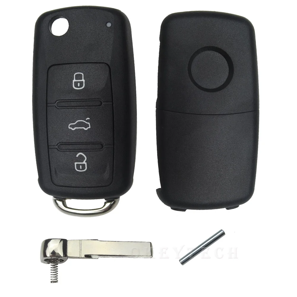 OkeyTech zmodyfikowany składany pilot samochodowy kluczyk Flip Fob 3 przycisk do VW polo passat b5 Tiguan Golf dla VOLKSWAGEN Seat Skoda