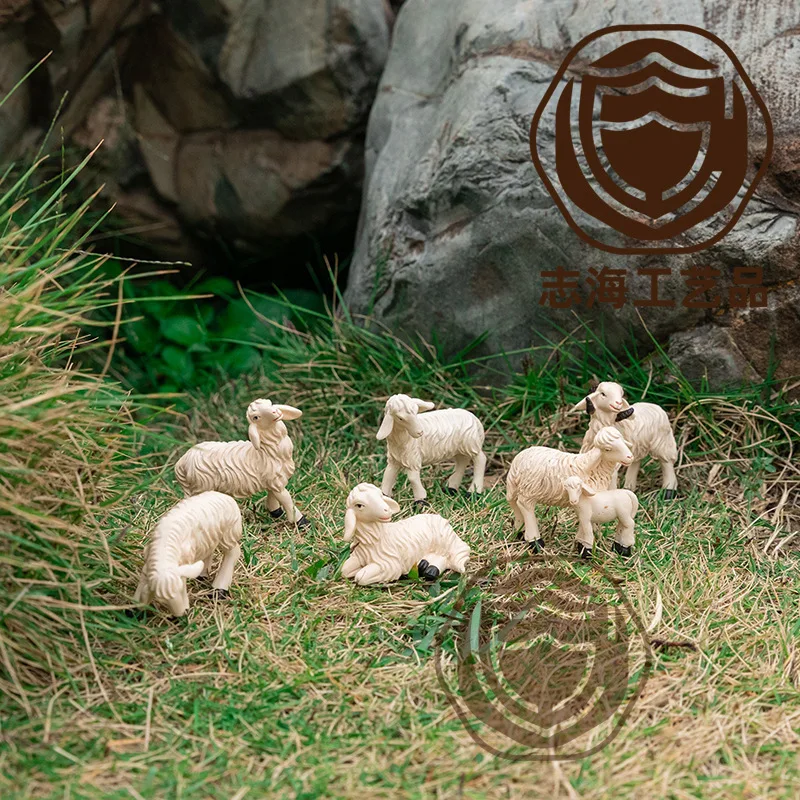 

5CM Mini White Goat Resin Statue - Christmas Garden Decor, Gift Box Set, Cute Animal Ornament