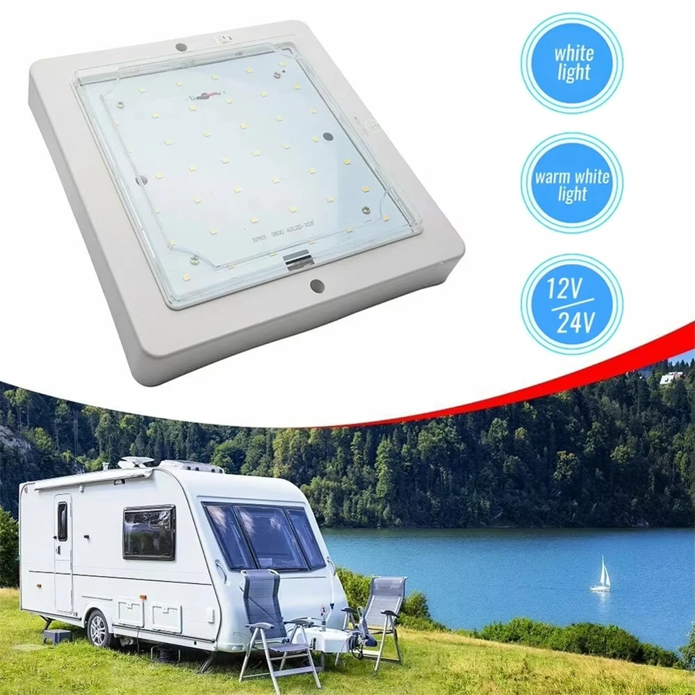 

12V RV LED Interior Roof Light White Light 9W Low Energy Consumption Camper Van Caravan Bus Boat Dome Light