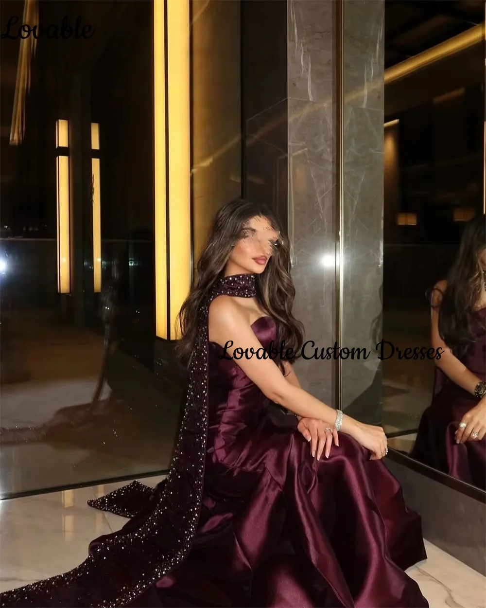 Gaun Malam Kustom Gaun Pengantin Model Sweetheart dengan Ritsleting Gaun Acara Formal Berhias Manik-Manik Model Mermaid Panjang Menyentuh Lantai Tanpa Lengan untuk Pesta